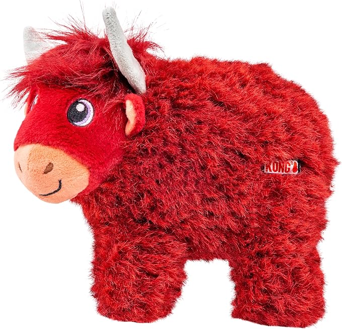 KONG Toughz Durable Plush Dog Toy - Long-Lasting Soft Chew Toy for Aggressive Chewers, Safe & Interactive for Dogs (Highland Cow)