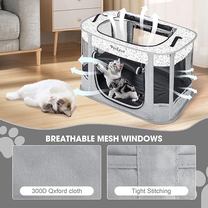 Portable and Foldable Cat Playpen Dog Playpen Small Animal Playepn with Waterproof Bottom, Foldable Pet Cage for Rabbit Puppy Hamster, Indoor/Outdoor Use