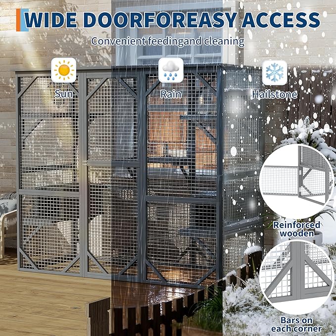 Catio Outdoor Window Cat Enclosure, Walk-in Cat Cage, Catio Outdoor Enclosure Extra Large