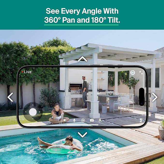Arlo Essential Pan Tilt Security Camera 2K - Wired Plug-in Power Outdoor Camera, Person Recognition, Package Detection, Animated Preview, 1-Month Trial of Secure Plan, Auto Motion Tracking, 2 Cam