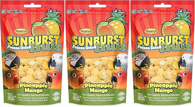 Higgins 3 Pack of Pineapple Mango Bird Treat, 0.5 Ounces Each, for Conures, Parrots and Macaws