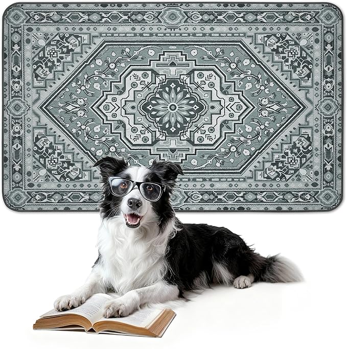 FXW Washable Pee Pads for Dogs, Puppy Pads with Super Absorbent, Specifically Designed for FXW Rollick/Homeplus 24inch 6 Panels Dog Playpen, 39" x 63" Rectangle, Boho Grey, 1 Pack