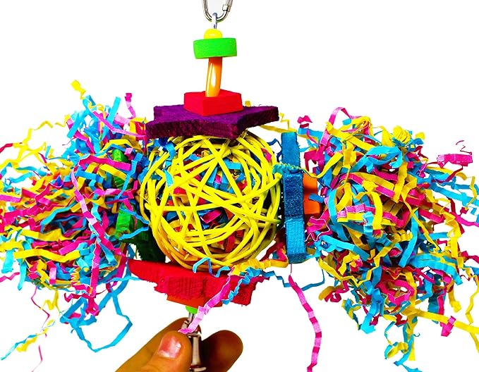Bonka Bird Toys 1839 Foraging Star 7" High by 8" Wide, Medium Parrot Chew Shred Forage Cage Toy, Conure, Pionus, Quaker, and Similar Birds