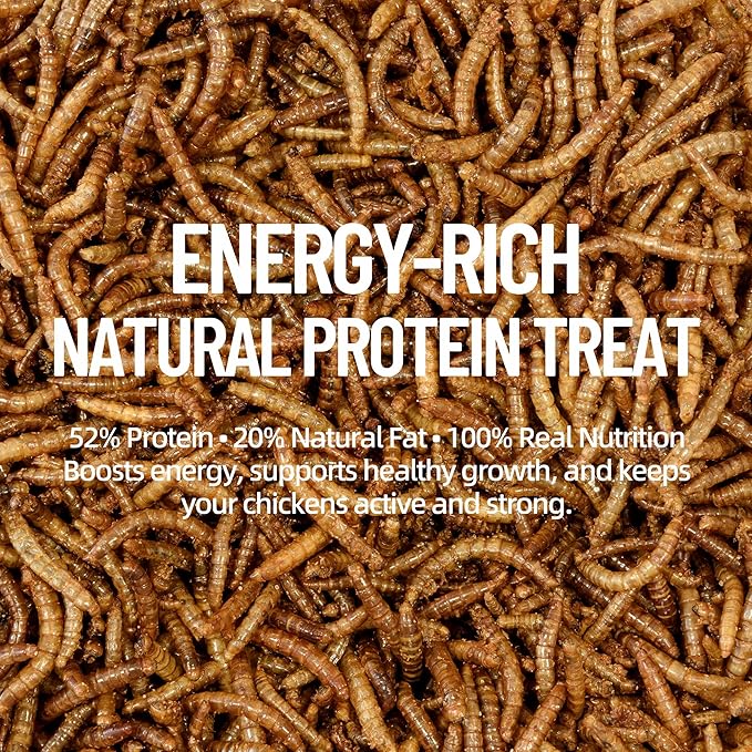 5LB Non-GMO Dried Mealworms - High Protein Natural Feed & Chicken Treats for Chickens, Ducks, Wild Birds, Quails & Reptiles - Support Egg Production & Feather Growth