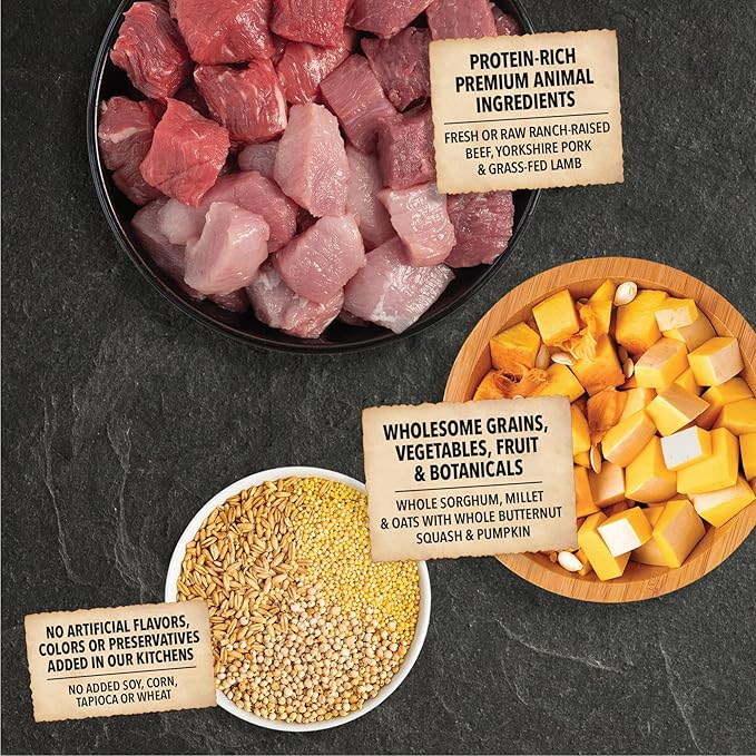 ACANA Wholesome Grains Dry Dog Food Red Meat & Grains Beef Pork & Lamb Recipe 22.5lb Bag