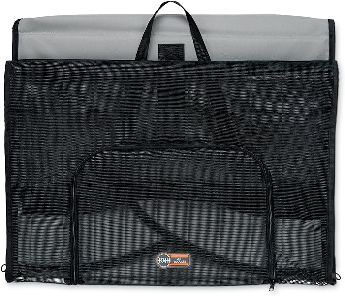 K&H Pet Products Enclosed Dog Cat Car Seat, Travel Safety Carrier for Pets, Dog Travel Car Seat, Soft-Sided Covered Cat Carrier, Washable Pad, Multiple Entrances, Mesh Windows - Small 17 X 16 X 15in
