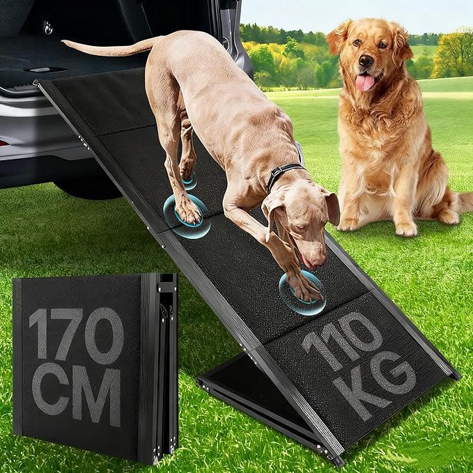 Dog Ramp for Car 67''x 17'', Dog Car Ramp, Folding Large Dog Ramp for Stairs, Pet Ramp Up to 300LBS, Keep from Sliding, 5s Installation, Dog Stairs for Truck SUV Truck LKW Side Door Back Seat