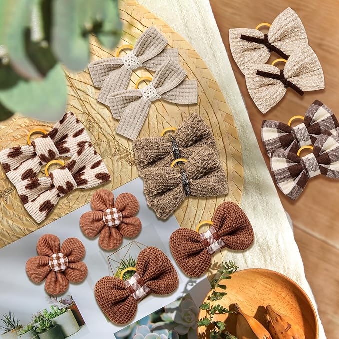 20pc Brown Small Dog Hair Bows - Mix Holiday Dog Hair Bows for Yorkie Puppies, Top Knot for Daily Use