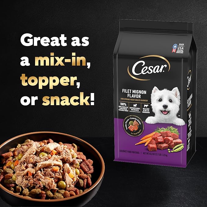 Cesar Simply Crafted Wet Dog Food Topper Beef, Chicken, Purple Potatoes, Peas & Carrots, Wet Food for Dogs, 8.82 oz. Pouch, 6 Count (Pack of 2)