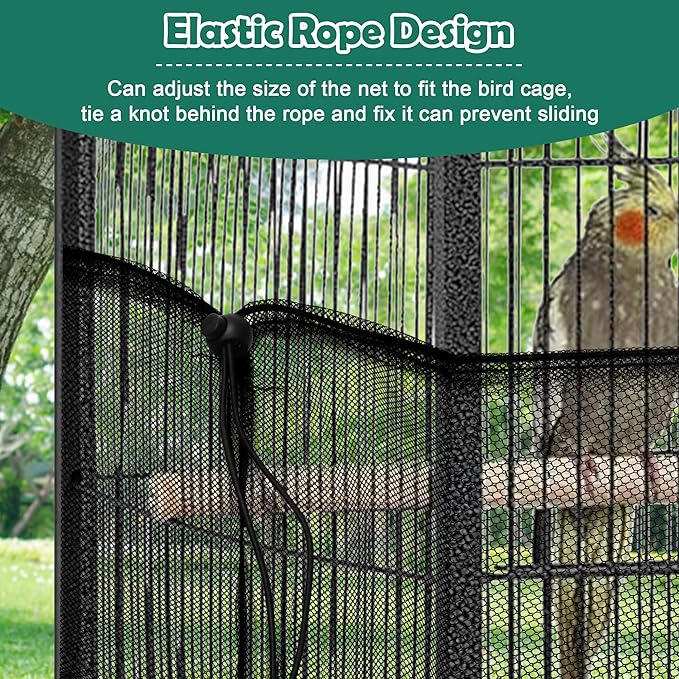 2 Pack Bird Cage Seed Catcher Guard, Bird Cage Cover,Heavy Duty Adjustable Nylon Mesh Netting Seed Catche for Parrot Parakeet Macaw African(XL-118’’*14.9’’)