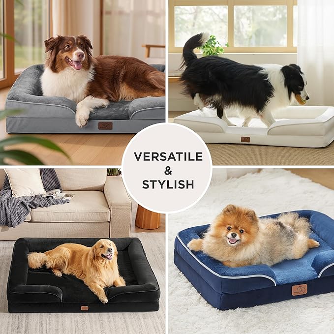 Bedsure Small Orthopedic Dog Bed - Washable Bolster Dog Sofa Beds for Small Dogs, Supportive Foam Pet Couch Bed with Removable Washable Cover, Waterproof Lining and Nonskid Bottom Couch, Pink