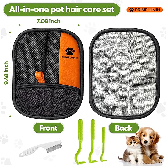 Pet Hair Remover Glove for Couch & Furniture, Upgraded 2026 Reusable Electrostatic Dog & Cat Fur Remover for Sofa, Upholstery, Carpet & Car Seats – Washable Pet Hair Cleaning Tool.