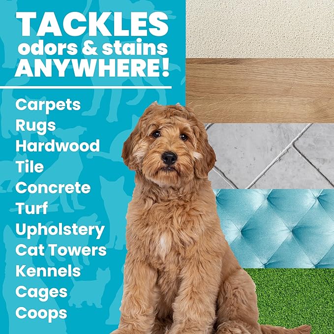 Unique Pet Odor and Stain Eliminator - 24 oz. Ready-to-Use Liquid Spray - Bio-Enzymatic Formula Eliminates Old and New Pet Odor and Pet Stains