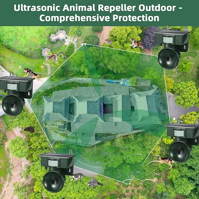 2026 Solar Ultrasonic Bird Repellent Devices Outdoor Woodpecker Deterrent for House with Motion Activated IP65 Waterproof Pigeon Deterrent for Outside Effective Sonic Bird Repeller for Garden Farm