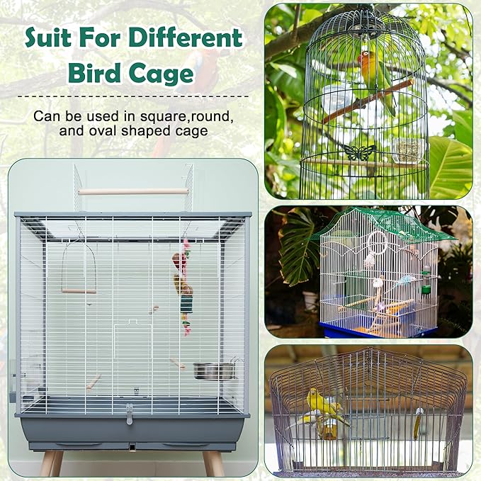 2 Pack Bird Cage Seed Catcher Guard, Bird Cage Cover,Heavy Duty Adjustable Nylon Mesh Netting Seed Catche for Parrot Parakeet Macaw African(XL-118’’*14.9’’)