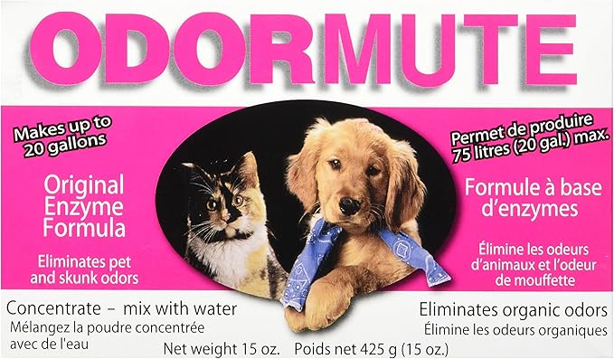 Doggie Dooley Odormute, Unscented - 15oz Cleaning Powder Concentrate - Break Down Pet Odor on Carpets, Fabrics and Kennels - Mix-with-Water Cleaning Formula, Makes Up to 20 Gallons