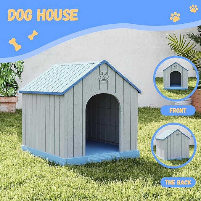 DRATO Dog House Resin Outdoor Dog Kennel - Weatherproof Small Dog House for Indoor Use