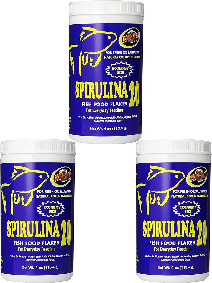 Zoo Med Spirulina 20 Flake Fish Food, 4-Ounce (3 Pack)