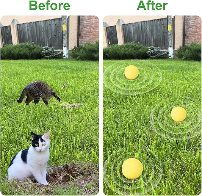 Natural Peppermint Cat Repellent Balls, Outdoor & Indoor Cat Deterrent to Protect Gardens, Keep Cats and Dogs Out of Patio and Yard, 10 Packs