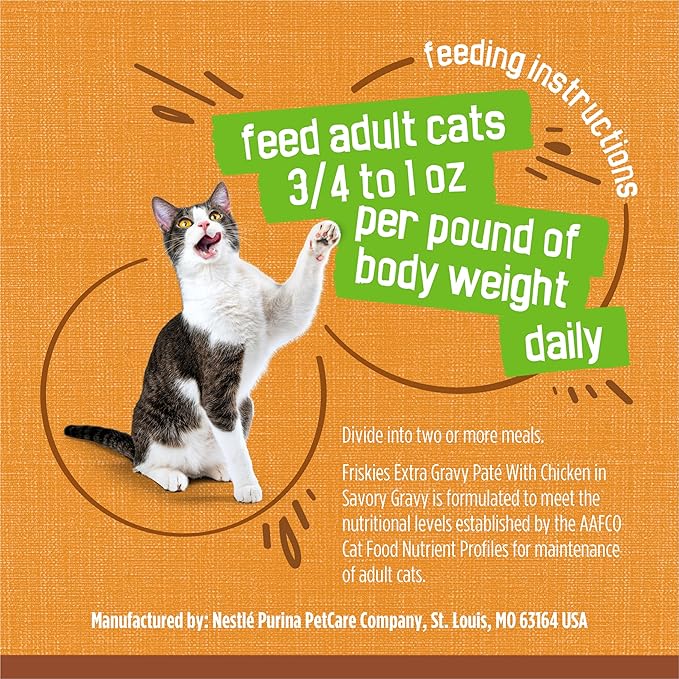 Friskies Purina Gravy Pate,Wet Cat Food Extra Gravy Pate with Chicken in Savory - 5.5 oz. Cans,(Pack of 48)