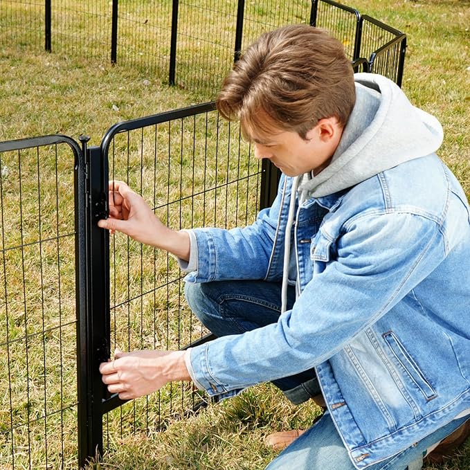 SunsGrove Dog Playpen Out Door with Wider Door, Heavy Duty 50 Inch 2 Panels Dog Pen, Anti Rust Dog Fence, Easy Insert into Soil, Pet Playpen for Yard RV Camping