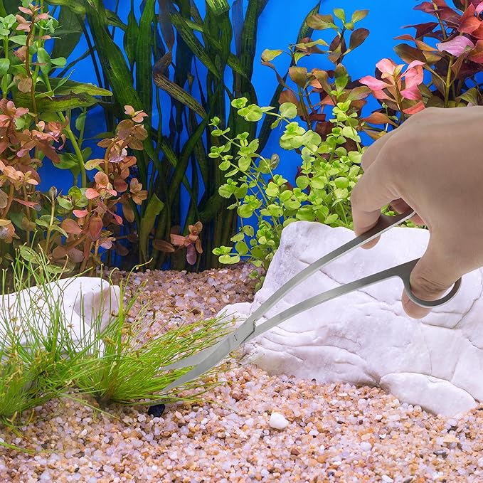 Stainless Steel Aquarium Scissors, Wave Design, Professional Aquaplant Maintenance Tool, Silver Tone, 1 Pcs