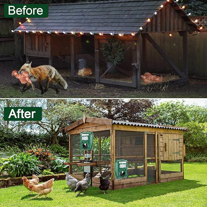 Ultrasonic Solar Animal Repeller - Cat Repellent Outdoor Motion Activated with LED Flashing Light Waterproof Squirrel Raccoon Skunk Fox Deer Repellent Device for Lawn and Garden