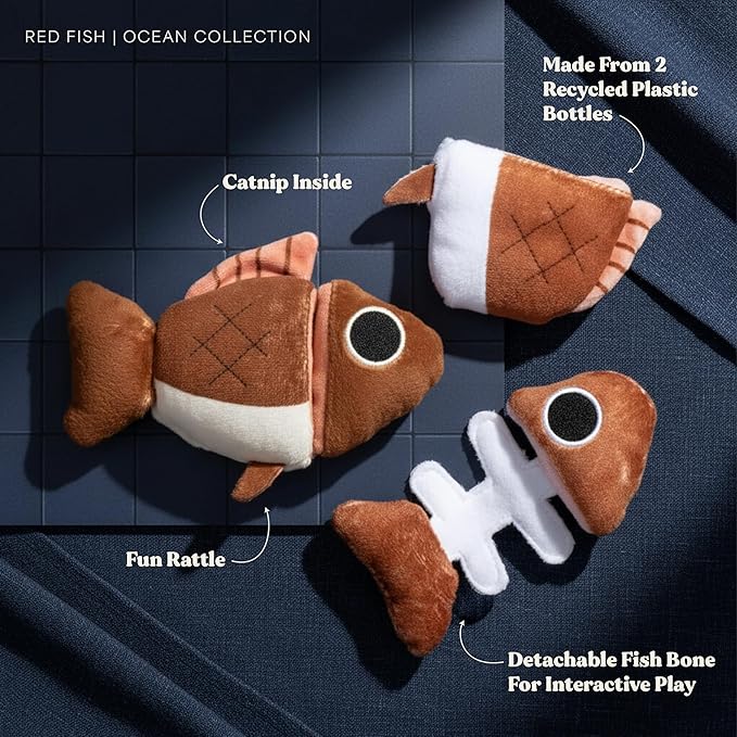 Cat Toys | Plush Toy Fish Puzzle Cat Toys for Indoor Cats | Eco Friendly Toy Made from Non Toxic Materials