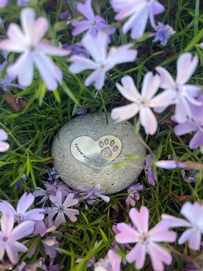 Comforting Dog Memorial Gift - Sympathy or Condolence Gift for Loss of Pet - Forever in My Heart Stone by Whitney Howard Designs
