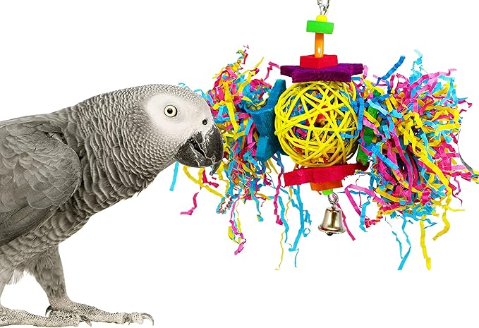 Bonka Bird Toys 1839 Foraging Star 7" High by 8" Wide, Medium Parrot Chew Shred Forage Cage Toy, Conure, Pionus, Quaker, and Similar Birds
