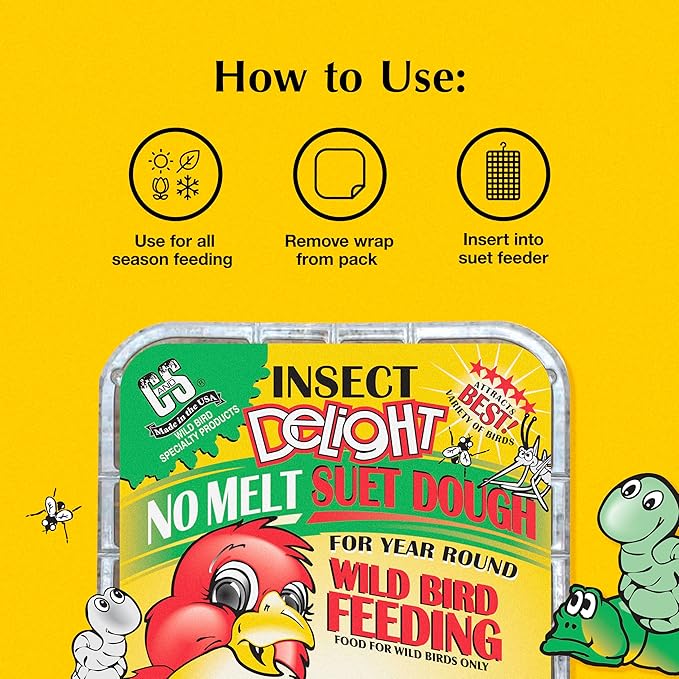 C&S Insect Delight No Melt Suet Dough, Suet Cakes for Wild Birds, 11.75 Ounces, 8 Pack