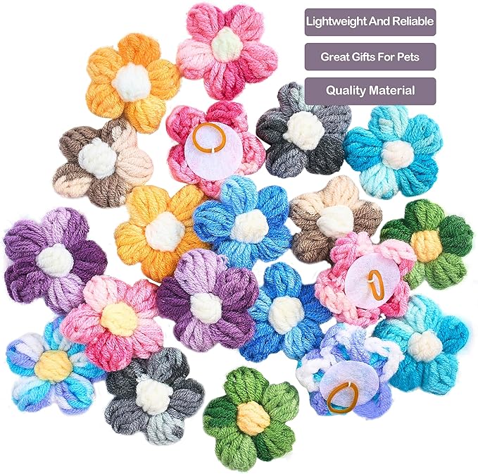 PET SHOW 10Pairs/20Pcs Puff Flower Small Dog Hair Bows Gradient Color Hair Bows with Rubber Band for Small Medium Dogs Topknot Yorkie Girl Boy Puppy Cats Pet Grooming Hair Accessories