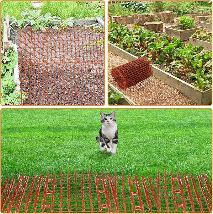13FTx12IN Scat Mat for Cats Indoor Scat Mats for Dogs Cat Deterrent Mat Cat Repellent Mat Cats Spikes Mat to Stop Anti Mat Keep Dog Off Couch Furniture Counter Pets Outdoor Brown