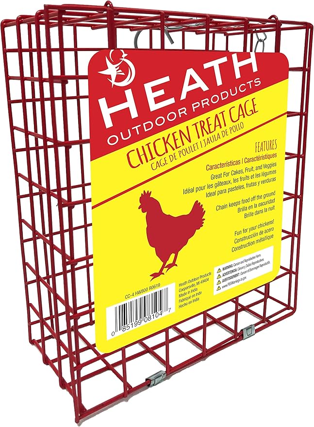 Heath Outdoor Products Chicken Treat Powder-Coated Steel Cage for 2-lb. Chicken Cakes, Red, Model Number: CC-4