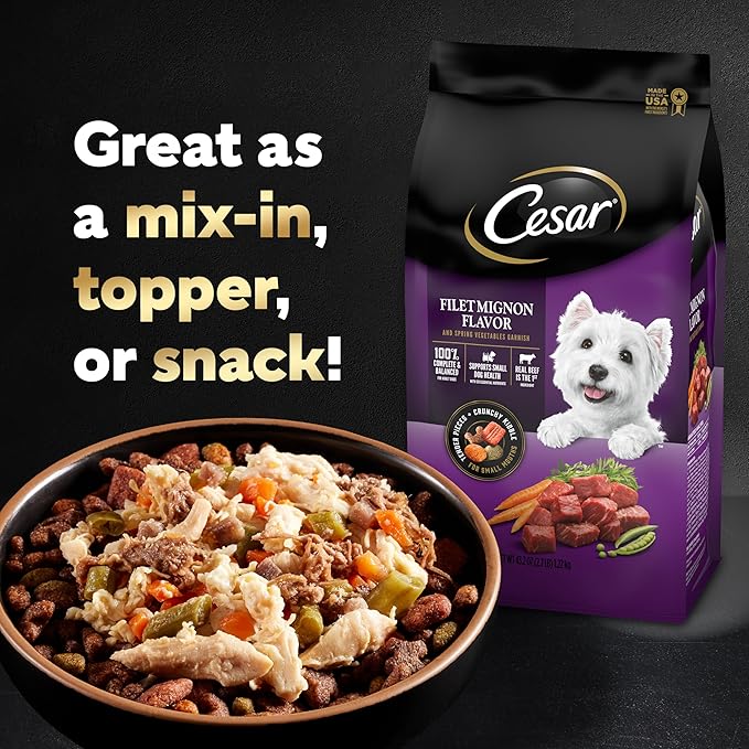 Cesar Simply Crafted Adult Wet Dog Food Toppers for Dry Food, Chicken, Duck, Purple Potatoes, Pumpkin, Green Beans & Brown Rice, 1.3 oz Tubs, 10 Count