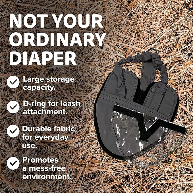 Hen Holster Wrap-Around Bird Diaper & Harness for Hens, Roosters, Ducks, Geese - with Removable Vinyl Liner, Adjustable Fit for Outdoor Adventures & Indoor Use - Easy to wear - Large, Gray