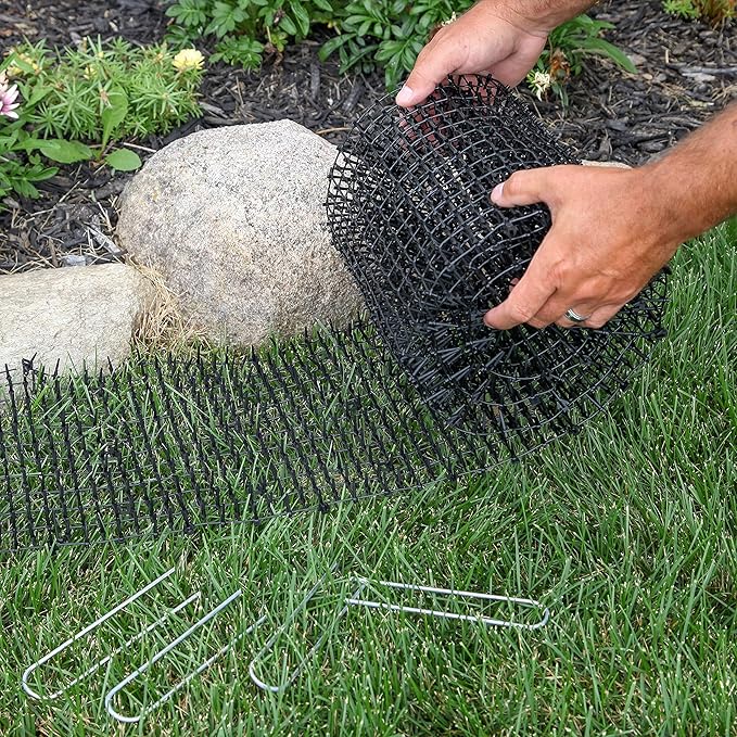 Tapix Cat Scat Mat with Spikes Digging Stopper (14 ft.) - Anti-cat Network Cat Strips, Cat Deterrent Mat for Indoor and Outdoor with 10 Staples