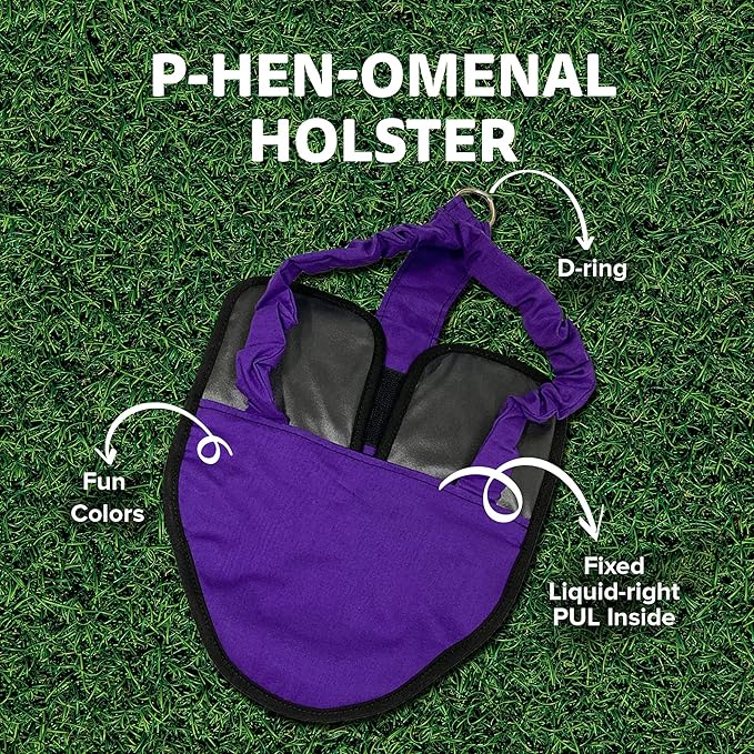 Hen Holster Bird Diaper, Wrap Around - for Hens, Roosters, Ducks, Geese, Leak-Proof Design, Comfortable Fleece Strap Bird Harness with Sewn-in Liner, Secure Hook and Loop Closure - S/M, Purple