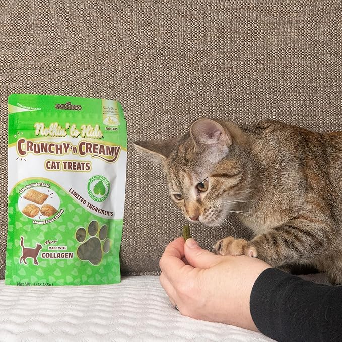 Fieldcrest Farms Nothin’ to Hide Collagen Cat Treats – Crunchy & Creamy Cat Snacks, High-Protein Healthy Treats for Skin, Coat & Joint Support, Catnip Flavor, 3 oz.