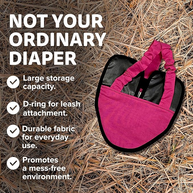Hen Holster Bird Diaper, Wrap Around - for Hens, Roosters, Ducks, Geese, Leak-Proof Design, Comfortable Fleece Strap Bird Harness with Sewn-in Liner, Secure Hook and Loop Closure - S/M, Pink