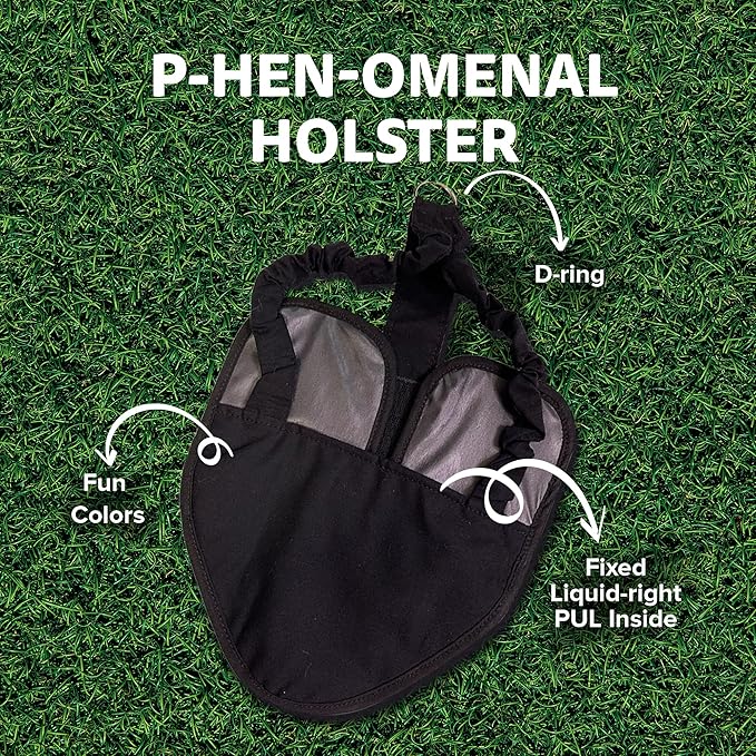 Hen Holster Bird Diaper, Wrap Around - for Hens, Roosters, Ducks, Leak-Proof Design, Comfortable Fleece Strap Bird Harness with Sewn-in Liner, Secure Hook and Loop Closure - XL, Black