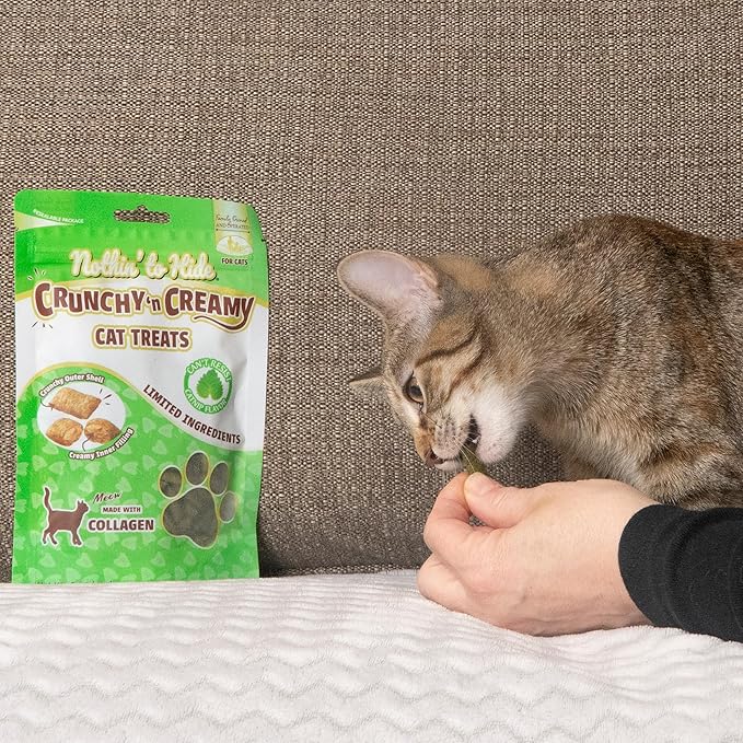 Fieldcrest Farms Nothin’ to Hide Collagen Cat Treats – Crunchy & Creamy Cat Snacks, High-Protein Healthy Treats for Skin, Coat & Joint Support, Catnip Flavor, 3 oz.