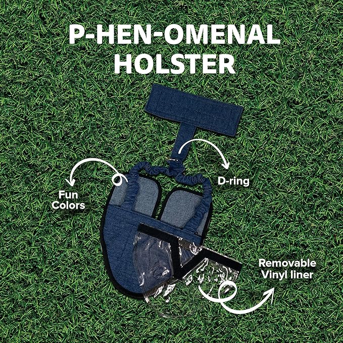 Hen Holster Wrap-Around Bird Diaper & Harness for Hens, Roosters, Ducks, Geese - with Removable Vinyl Liner, Adjustable Fit for Outdoor Adventures & Indoor Use - Easy to wear - Large, Denim
