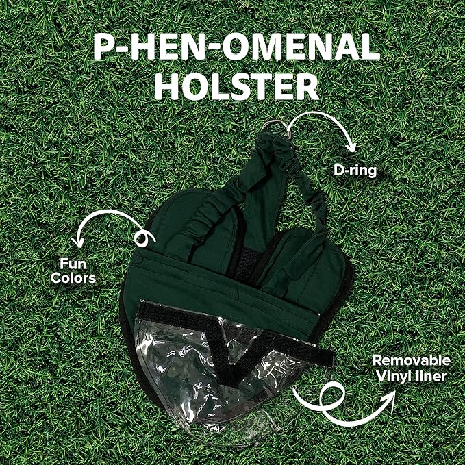 Hen Holster Wrap-Around Bird Diaper & Harness for Hens, Roosters, Ducks, Geese - with Removable Vinyl Liner, Adjustable Fit for Outdoor Adventures & Indoor Use - Easy to wear - Large, Green