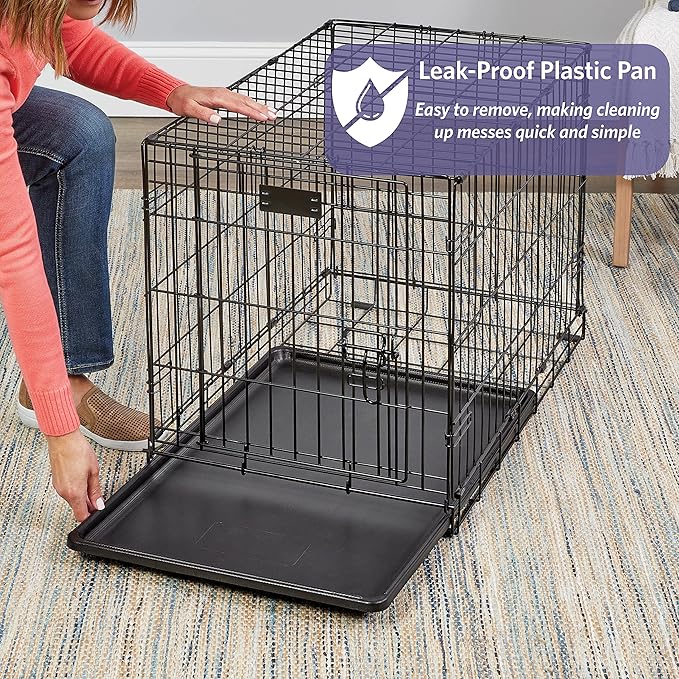 MidWest Homes for Pets 22-Inch iCrate for Extra-Small Breeds, Up to 15 lbs, Single Door Folding Dog Crate with Divider Panel, Leak-Proof Tray & Secure Latch, Portable, Durable & Easy to Assemble