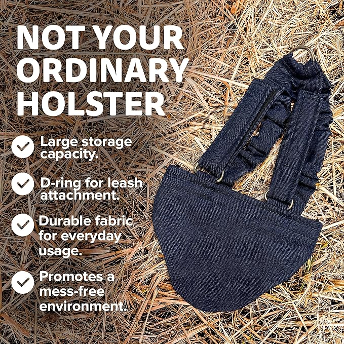 Hen Holster Bikini Diaper, Bird Diaper & Harness for Hens, Roosters, Ducks, Geese - with Removable Vinyl Liner, Adjustable Fit for Outdoor Adventures & Indoor Use - Easy to wear - S/M, Denim