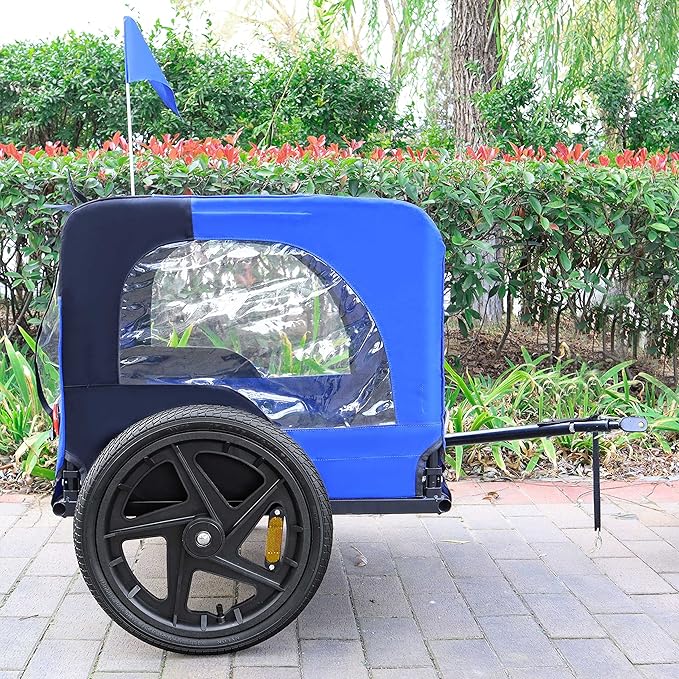 2-in-1 Dog Bike Trailer & Pet Carrier with Quick-Release Wheels, Foldable Steel Frame & Non-Slip Floor, 88 lbs Capacity for Medium/Small Dogs, Compatible with 20"-29" Bicycles