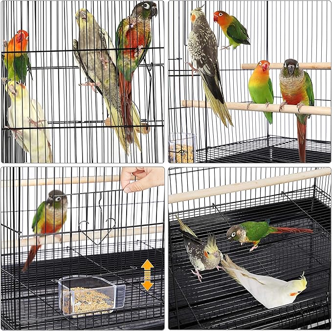 Yaheetech Pack of 2 Stackable Rectangle Breeding Flight Parakeet Bird Cage for Finches Budgies Cockatiels Conures Lovebirds Canaries Parrots w/Slide-Out Tray