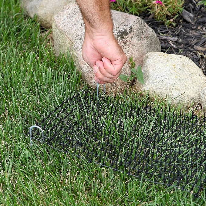 Tapix Cat Scat Mat with Spikes Digging Stopper (14 ft.) - Anti-cat Network Cat Strips, Cat Deterrent Mat for Indoor and Outdoor with 10 Staples