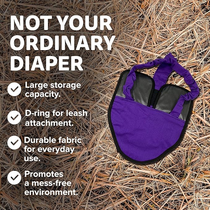 Hen Holster Bird Diaper, Wrap Around - for Hens, Roosters, Ducks, Geese, Leak-Proof Design, Comfortable Fleece Strap Bird Harness with Sewn-in Liner, Secure Hook and Loop Closure - S/M, Purple